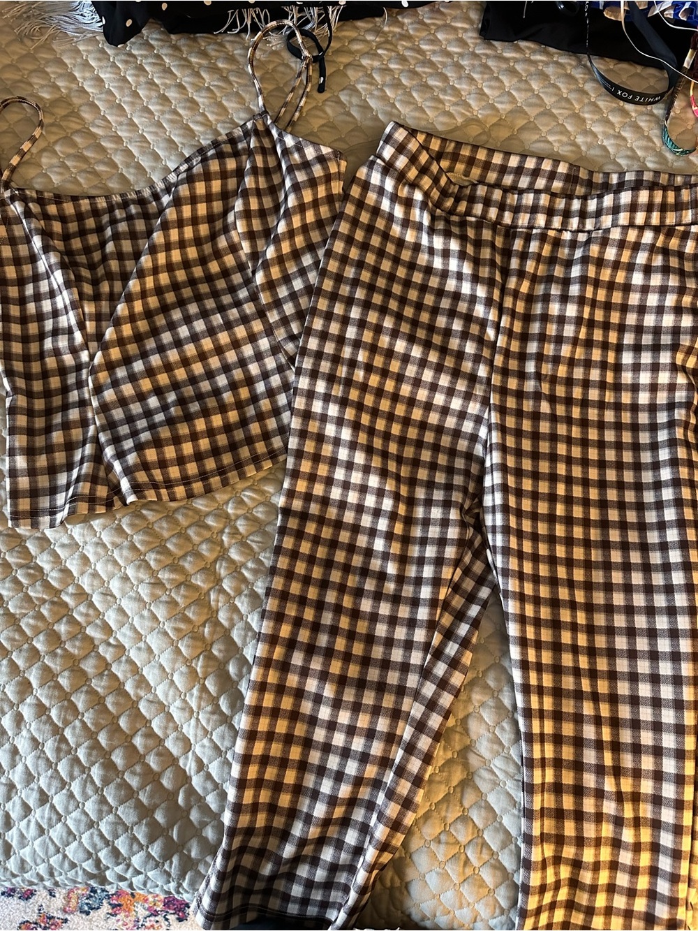 Brown Plaid Two Piece Set- Women